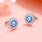 Brincos de prata esterlina com olho grego e cristais Swarovski