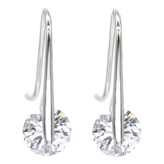 Sterling Silver Drop Earrings with Floating Crystals