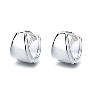14k Gold And Sterling Silver Solid Huggie Earring