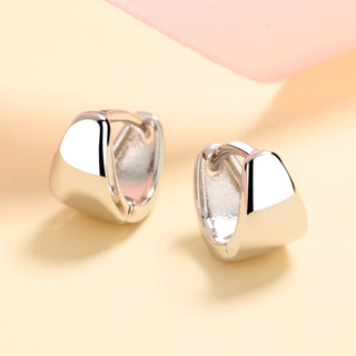 14k Gold And Sterling Silver Solid Huggie Earring