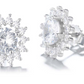 Brincos de pino com flor de halo de prata esterlina e cristal Swarovski