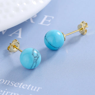 Brincos de Turquesa Amy e Annette em Ouro 14k e Prata de Lei