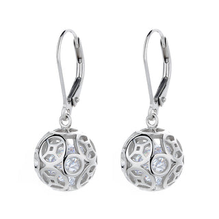 Sterling Silver Filigree Ball Leverback Drop Earrings