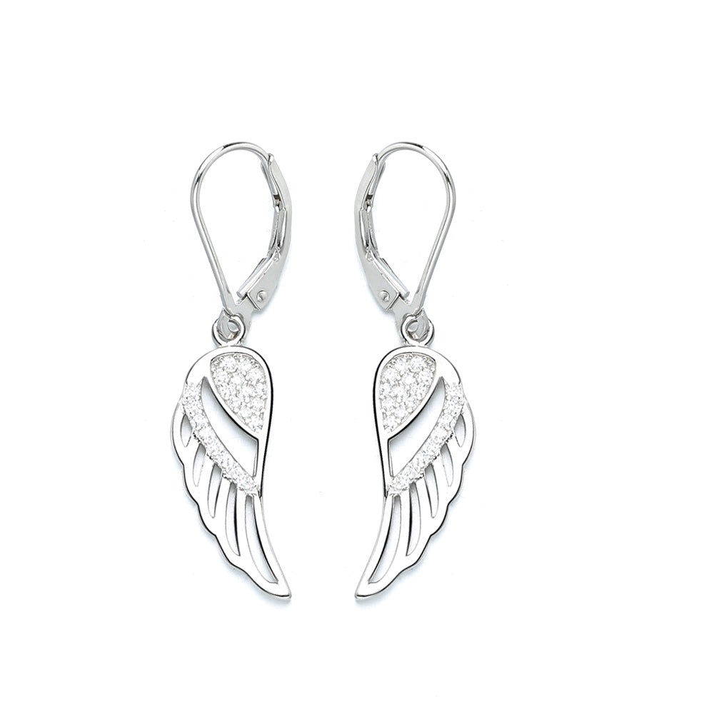 Brinco de anjo com alavanca em prata esterlina e cristais Swarovski