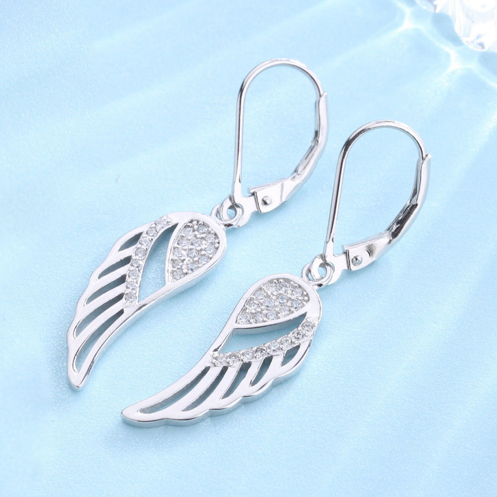 Brinco de anjo com alavanca em prata esterlina e cristais Swarovski