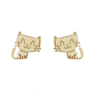 Brincos de gato em ouro 14k e prata esterlina