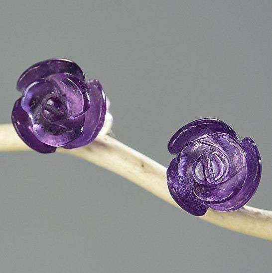Brinco de flor de ametista em prata esterlina