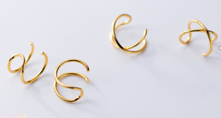 Brincos de punho em ouro 14k e prata esterlina (pacote com 2)