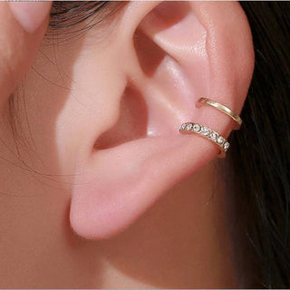 Brincos de punho banhados a ouro 14K com cristais