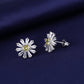 Brincos de citrino em ouro branco 18K com margaridas