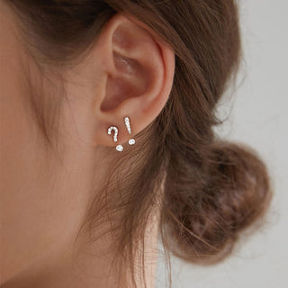 Amy and Annette Sterling Silver Punctuation Mark Earrings with crystals from Swarovski