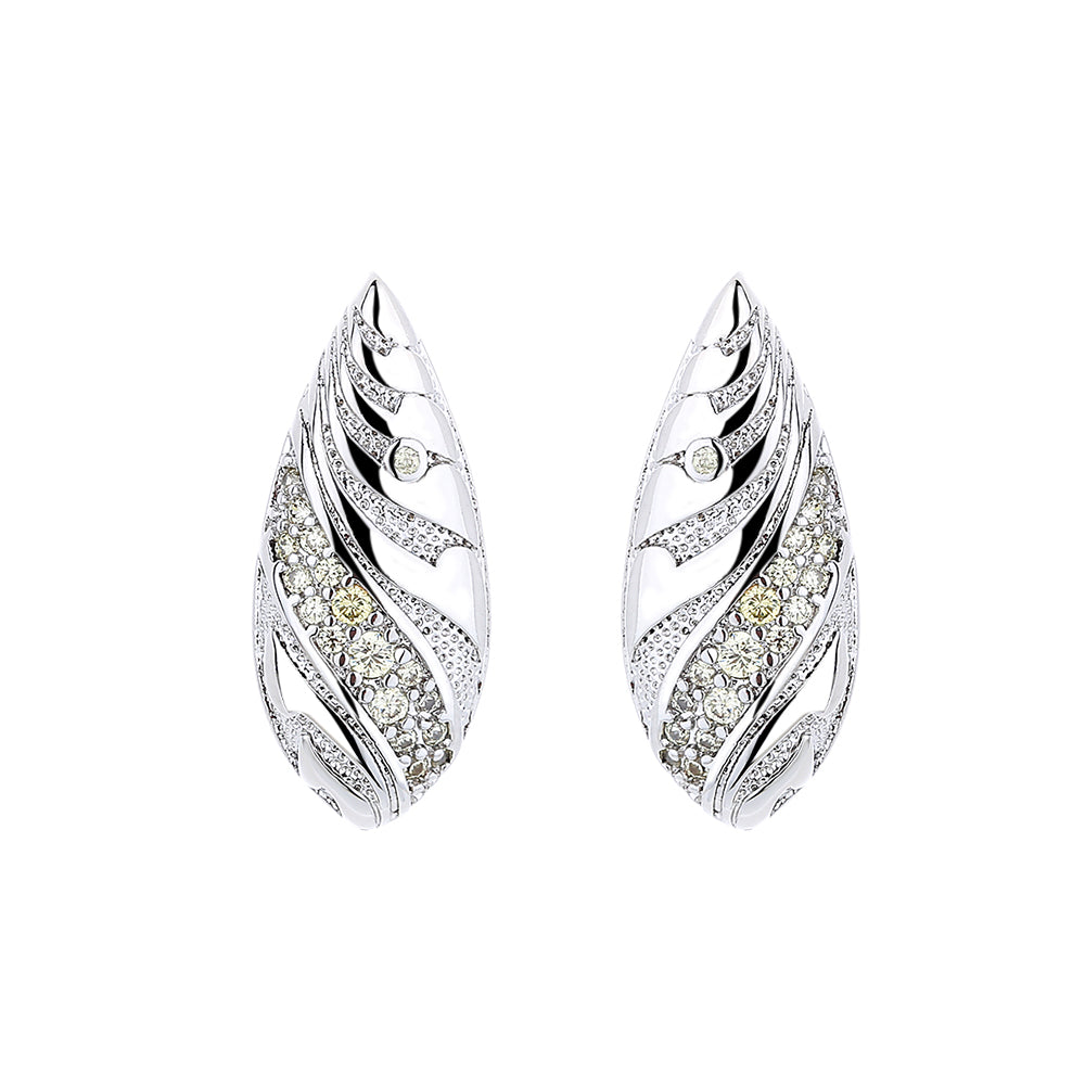 Brincos ovais artesanais de filigrana de Bali com pedras preciosas de citrino