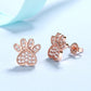 Brincos de cristal em forma de pata banhados a prata esterlina e ouro rosa 14K