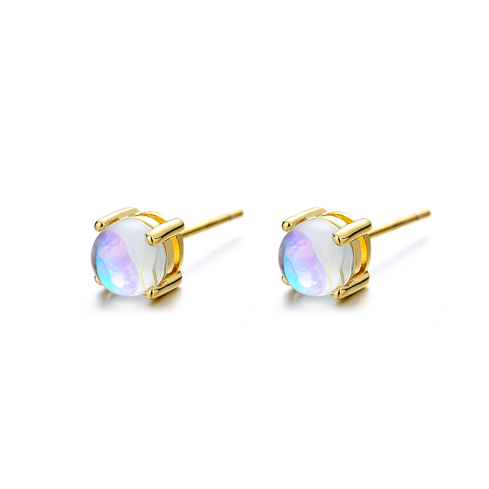 Brincos de ouro 14k e prata esterlina com pedra da lua