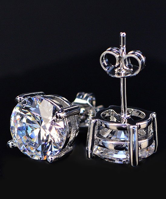 Brinco redondo de cristal genuíno em ouro 14K sobre prata esterlina e prata esterlina