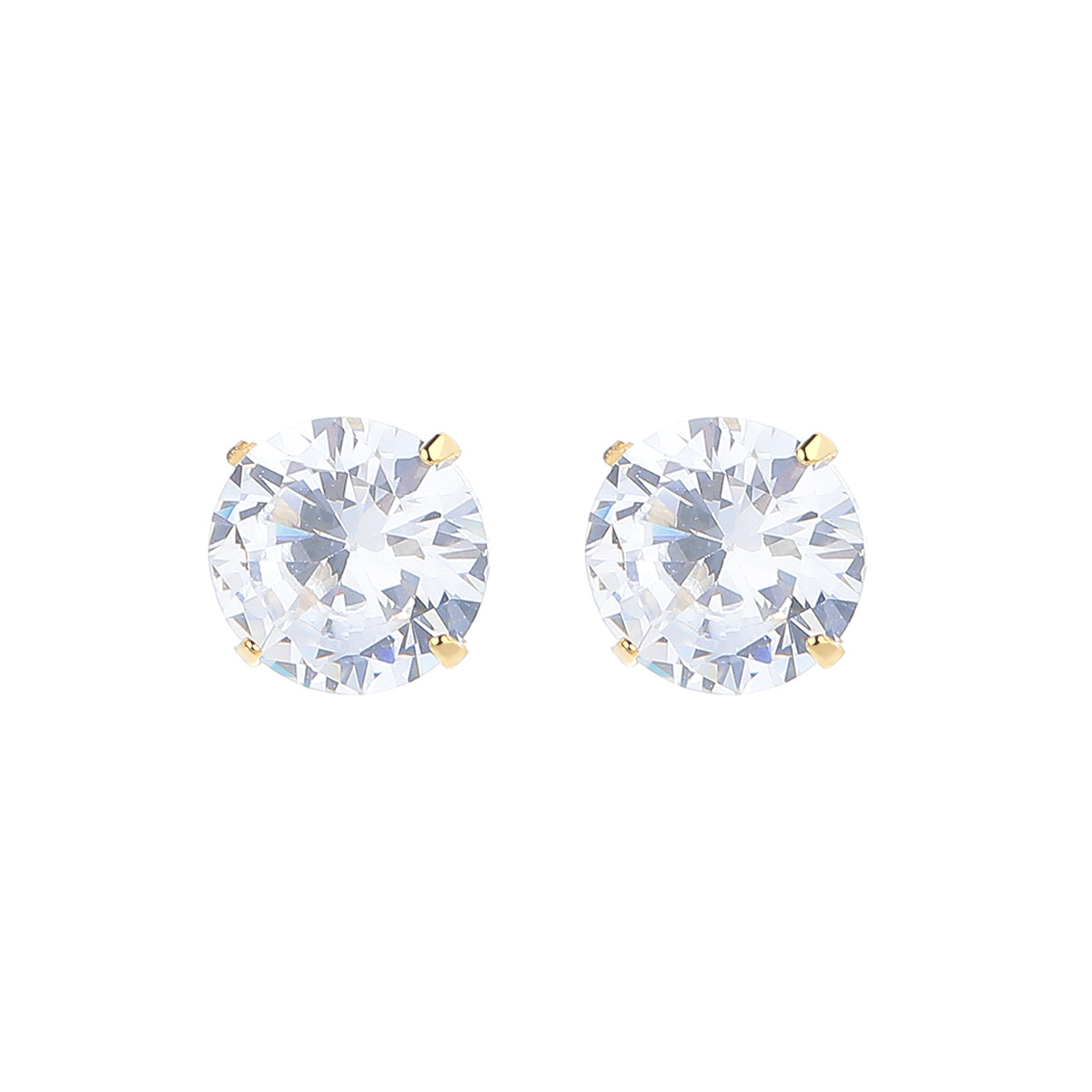 Brinco redondo de cristal genuíno em ouro 14K sobre prata esterlina e prata esterlina