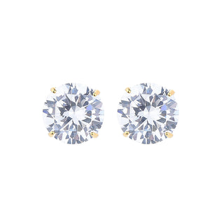 14K Gold Over Sterling Silver and Sterling Silver Genuine Crystal Round Stud Earring