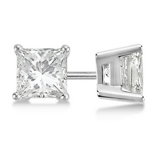 Brinco quadrado de cristal genuíno Amy e Annette em ouro 14K sobre prata esterlina e prata esterlina
