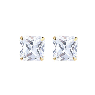 Brinco quadrado de cristal genuíno Amy e Annette em ouro 14K sobre prata esterlina e prata esterlina
