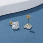 Brinco quadrado de cristal genuíno Amy e Annette em ouro 14K sobre prata esterlina e prata esterlina