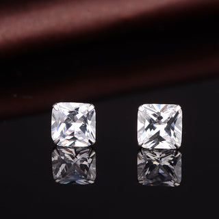 Amy and Annette 14K Gold Over Sterling Silver and Sterling Silver Genuine Crystal Square Stud Earring