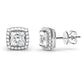 Brincos de pino com halo de diamante simulado em ouro 14K sobre prata esterlina