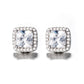 Brincos de pino com halo de diamante simulado em ouro 14K sobre prata esterlina
