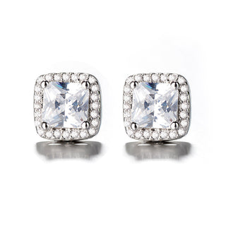 14K Gold over Sterling Silver Simulated Diamond Halo Stud Earrings