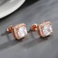 Brincos de pino com halo de diamante simulado em ouro 14K sobre prata esterlina