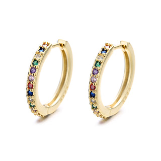 Sterling Silver Multi-Color Huggie Hoop Earring with Swarovski crystal