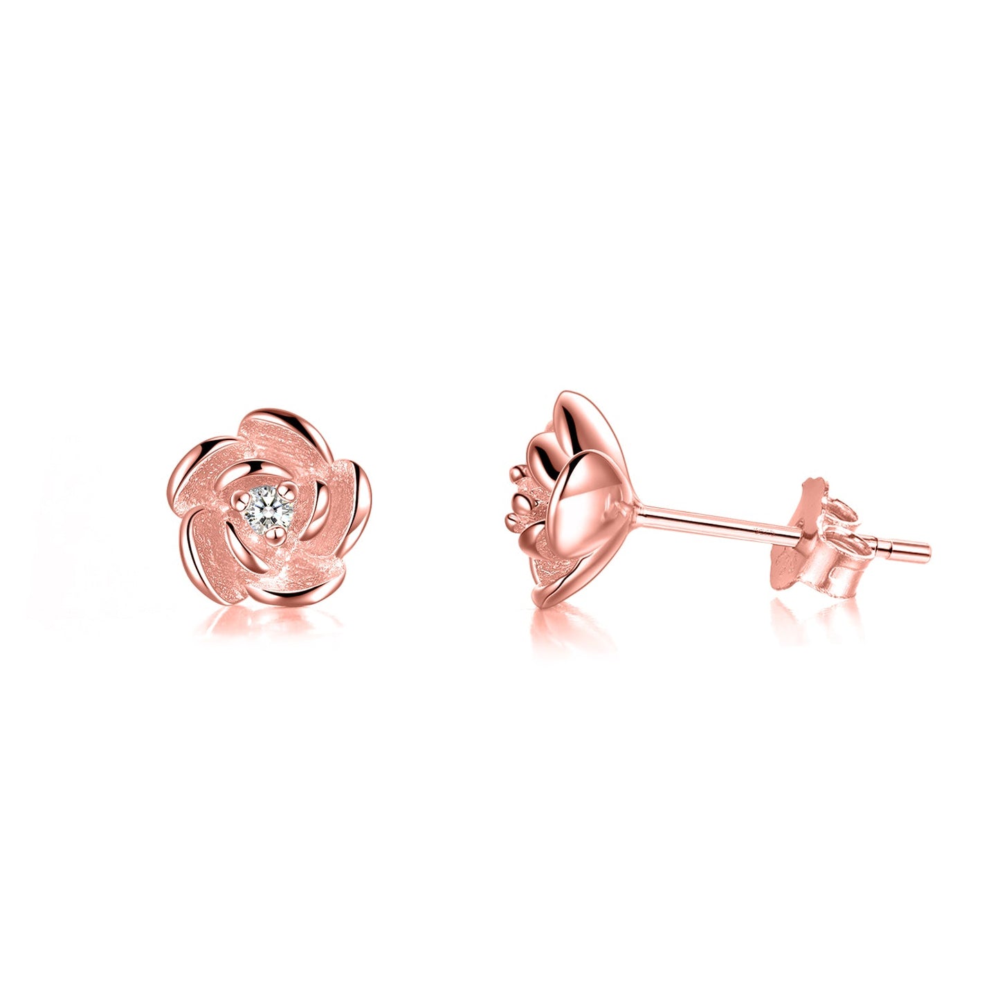 Brinco de ouro rosa 14K com cristal Swarovski
