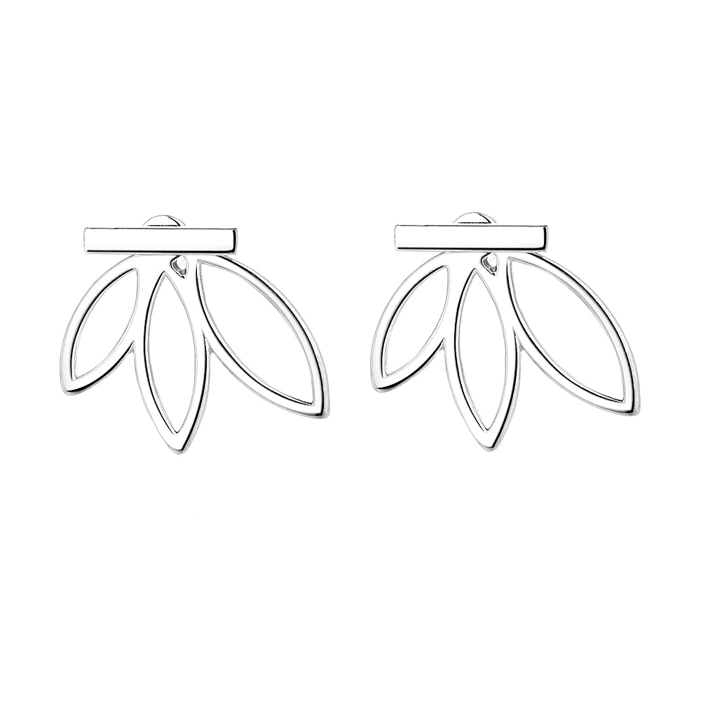 Brincos de flor de lótus em prata esterlina