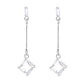 Brincos de prata esterlina com pingente de baguete e cristal Swarovski