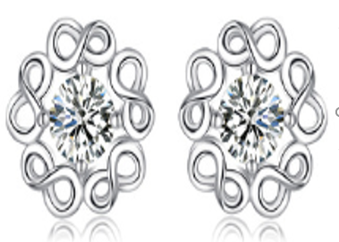 Brincos de prata esterlina Swarovski Infinity Flower