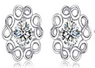 Sterling Silver Swarovski Infinity Flower Earrings