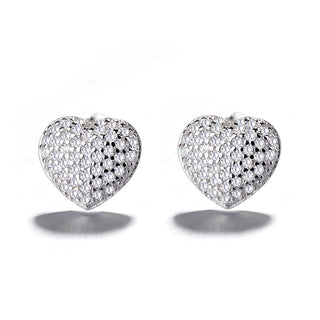 Sterling Silver  Crystal Encrusted Bubble Heart Stud Earring