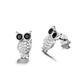 Brincos de coruja em prata esterlina com cristais Swarovski