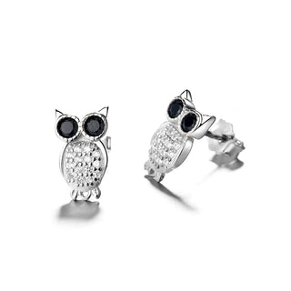 Sterling Silver Owl Studs with crystals from Swarovski