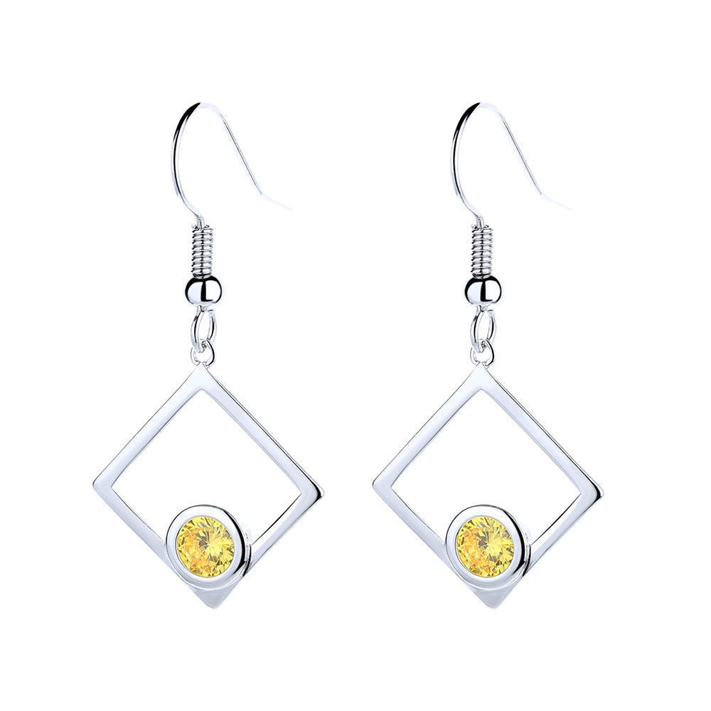 Brincos de gota quadrada lateral com peridoto em prata esterlina