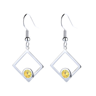 Brincos de gota quadrada lateral com peridoto em prata esterlina