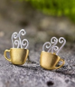 Brincos de café em ouro 14K e prata esterlina