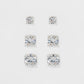 Brincos de ouro 14K sobre prata esterlina com diamantes simulados, conjunto de 3 (6 peças no total)