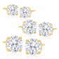 Brincos de ouro 14K sobre prata esterlina com diamantes simulados, conjunto de 3 (6 peças no total)