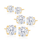 Brincos de ouro 14K sobre prata esterlina com diamantes simulados, conjunto de 3 (6 peças no total)
