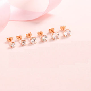Brincos de ouro 14K sobre prata esterlina com diamantes simulados, conjunto de 3 (6 peças no total)