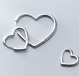 Sterling Silver Heart Shaped Hoop Earring
