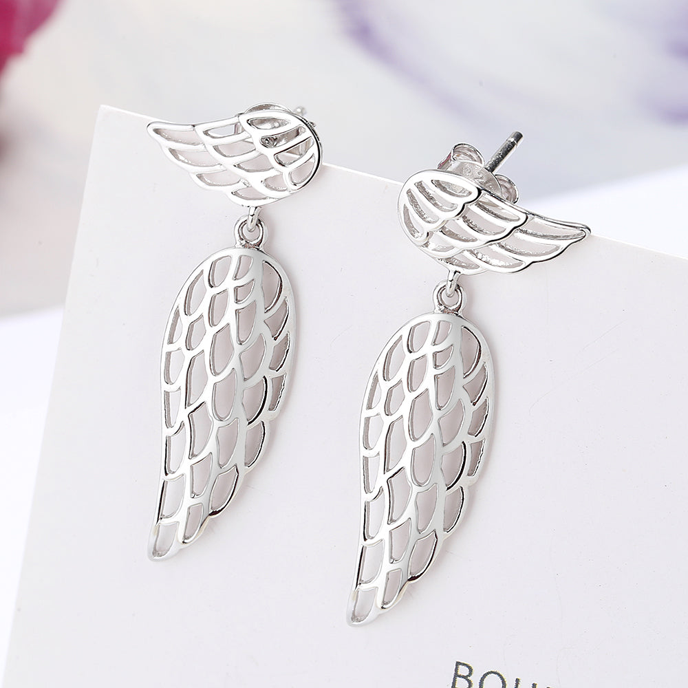 Asas de anjo pendentes em prata esterlina
