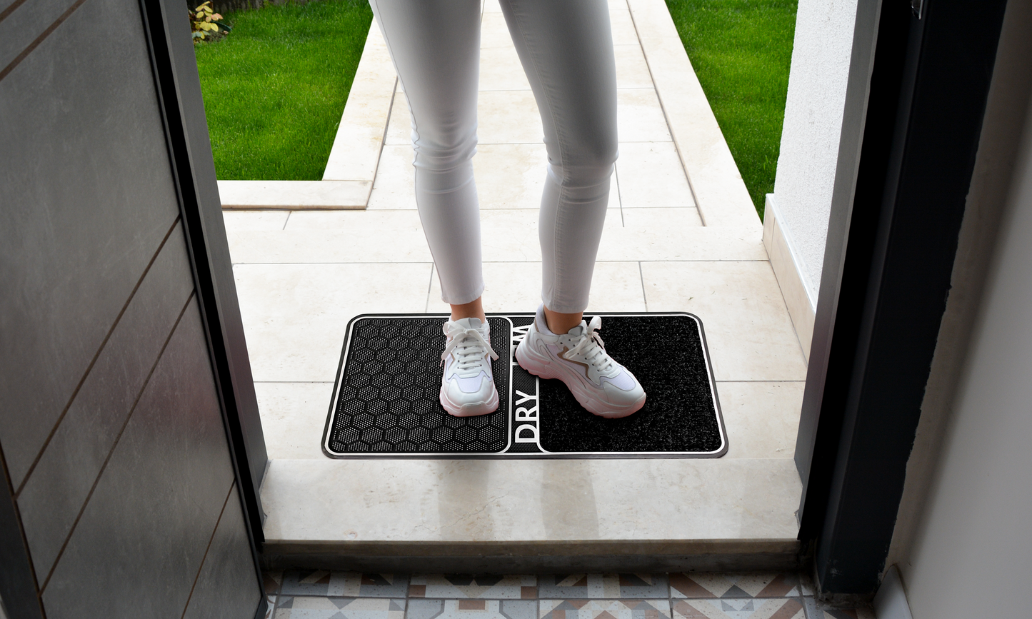 Capacho retangular para limpeza de calçados úmidos e secos de 18 pol. x 32 pol.