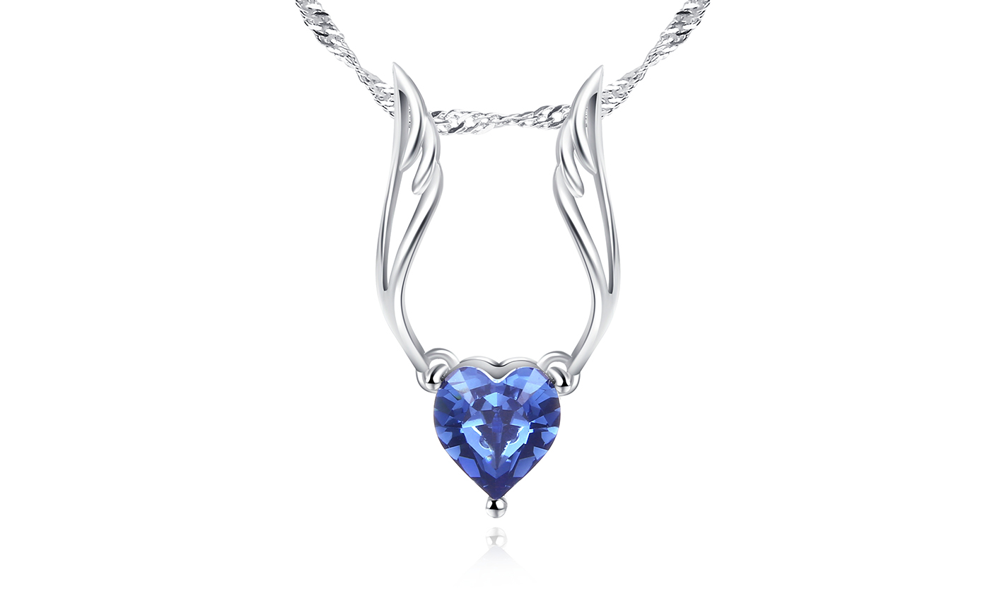 Pingente de anjo da guarda com cristal Swarovski em formato de coração