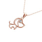 Colar com pingente de cachorro banhado a ouro branco e rosa com cristal Swarovski